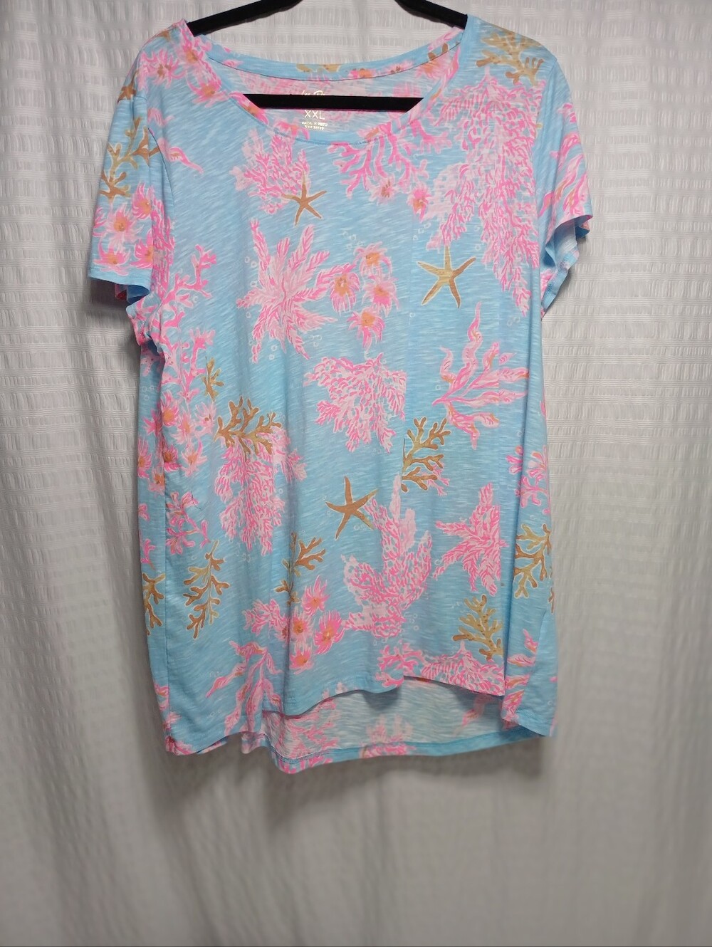 Lilly Pulitzer Etta Scoop Neck Multi Royal Cotton Tee. Size 2XL - Picture 3 of 9